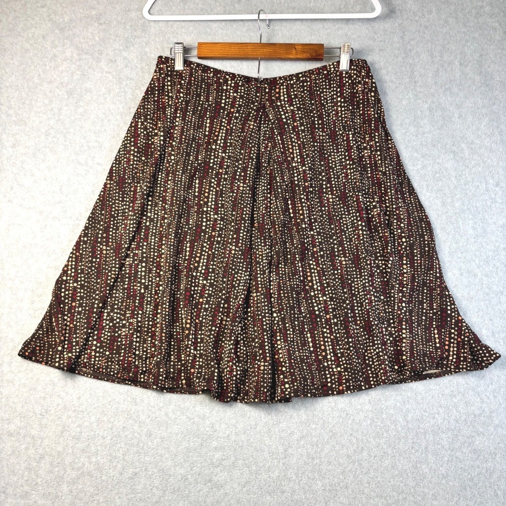 Talbots Petites Large Pleated Midi Skirt Brown Red Abstract Printโ Career